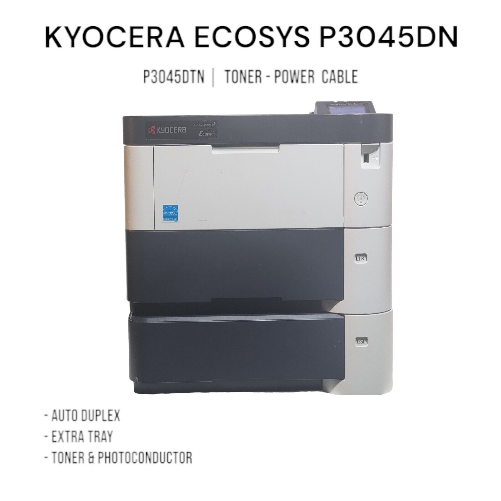 Kyocera ECOSYS P3045dn MONO Laser Printer | TONER - PHOTOCONDUCTOR - PWR CBL