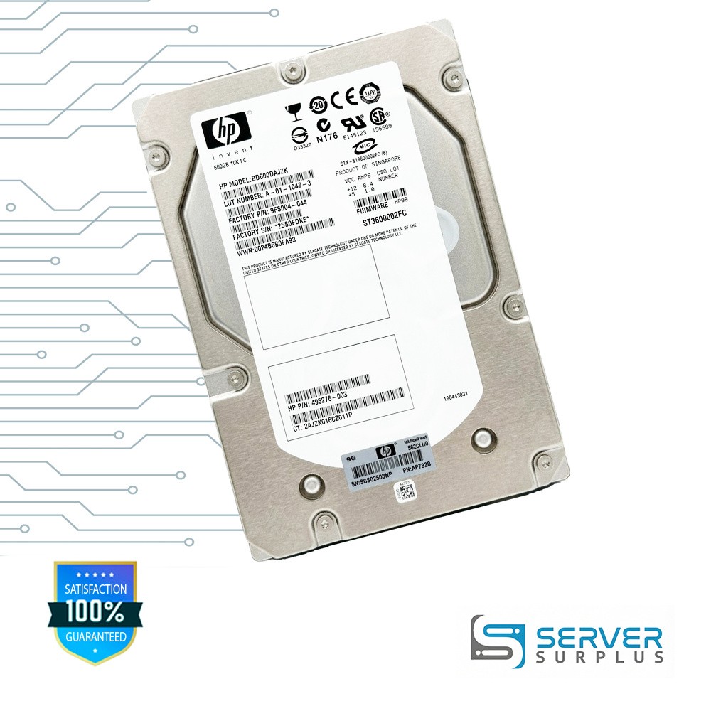 HP 600GB FC 10K 3.5 in Enterprise HDD | 495276-003 | ST3600002FC | BD600DAJZK