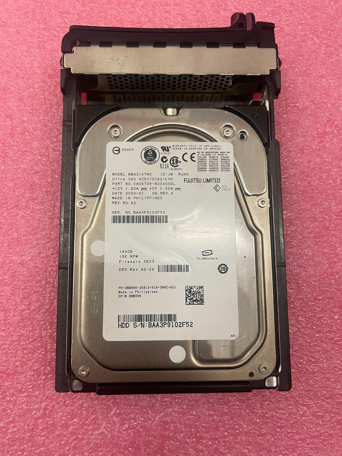 Dell NN996 146GB 15K U320 MBA3147NC Disk Drive - Tested