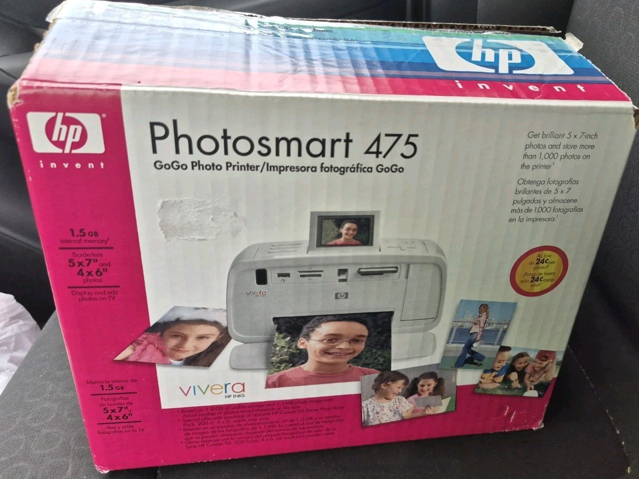 HP Photosmart 475 GoGo Photo Printer 1.5 GB Memory New Open Box