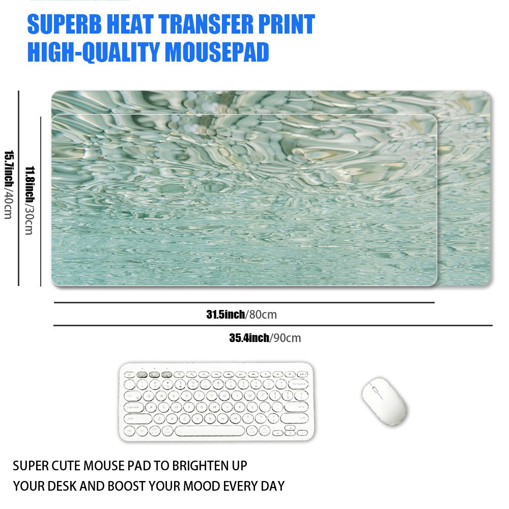1pc XXL Plus Size Ripple Transparent Mint Green Mouse Pad, Healing Aesthetic I