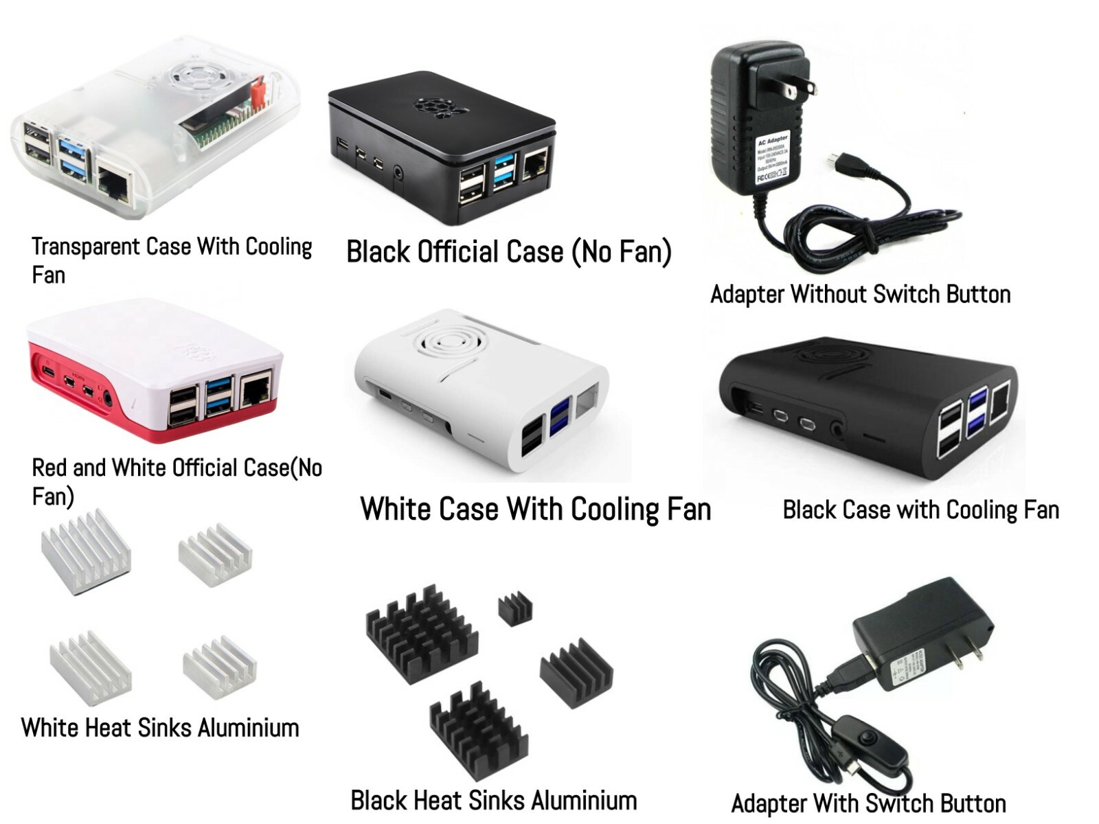 Raspberry Pi 4 B Accessoires, Beginner Level Starter Kit. (No Board, Kit ONLY)
