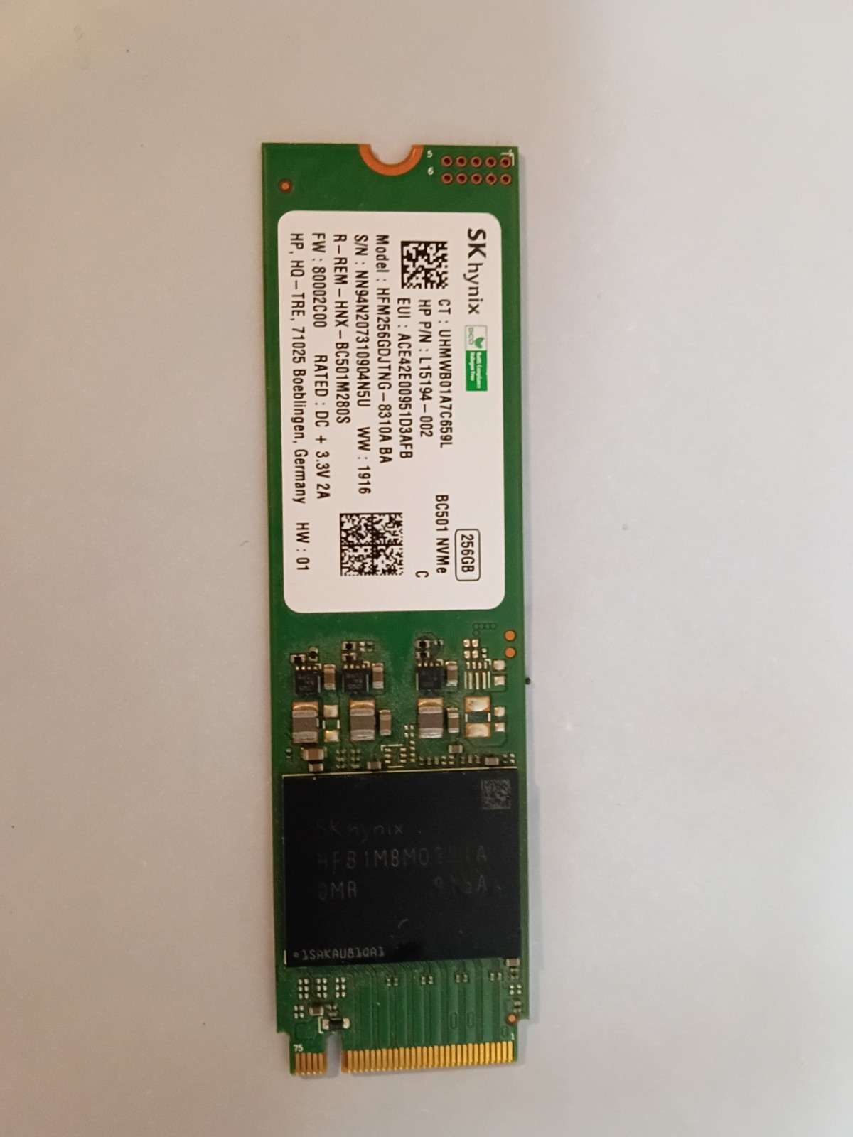 SK HYNIX 256GB NVME M.2 SSD PCIE ~95% GOOD Health