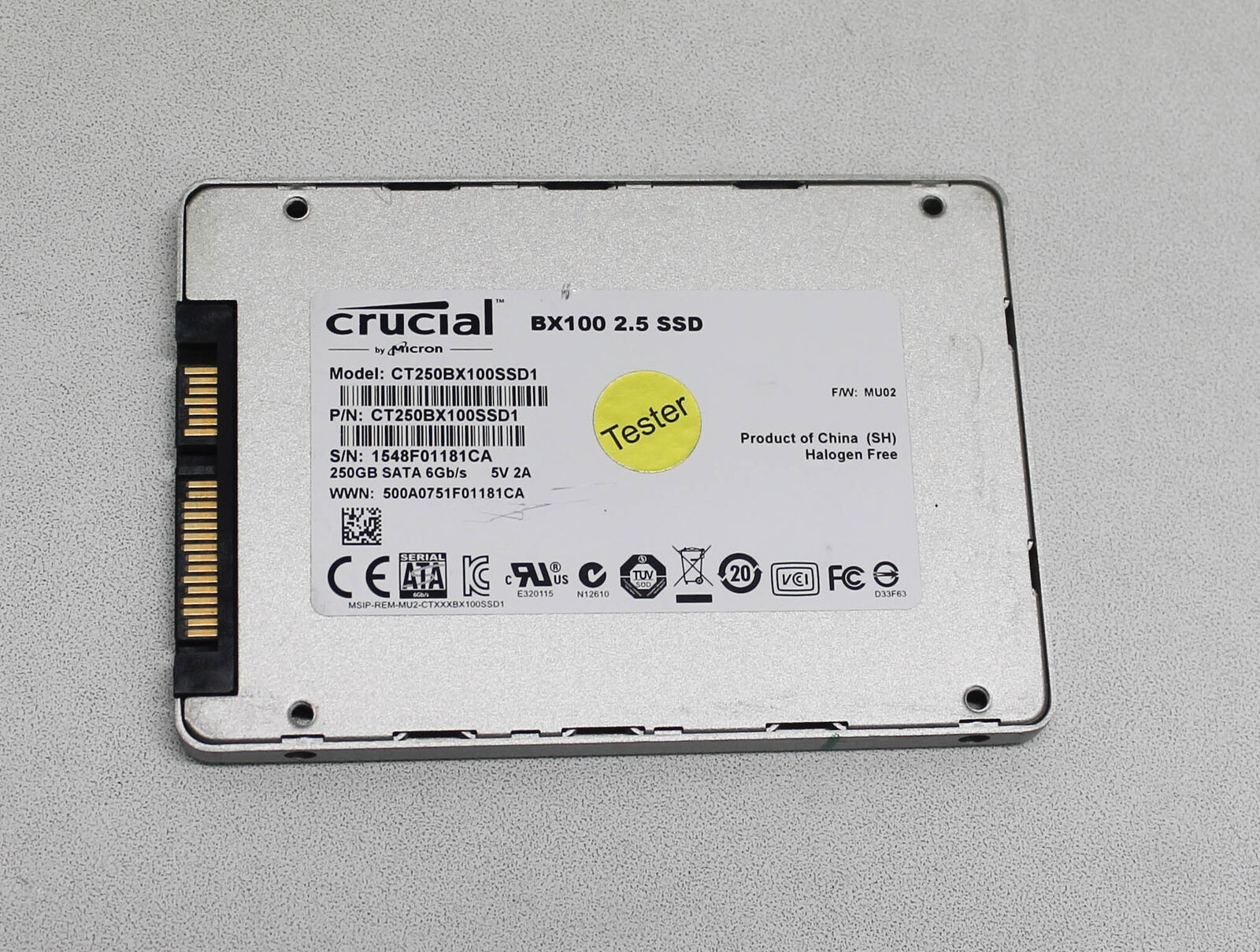 CT250BX100SSD1 Crucial Bx100 SSD 250GB Sata 6GB /S 5V 2A 2.5 Drive 