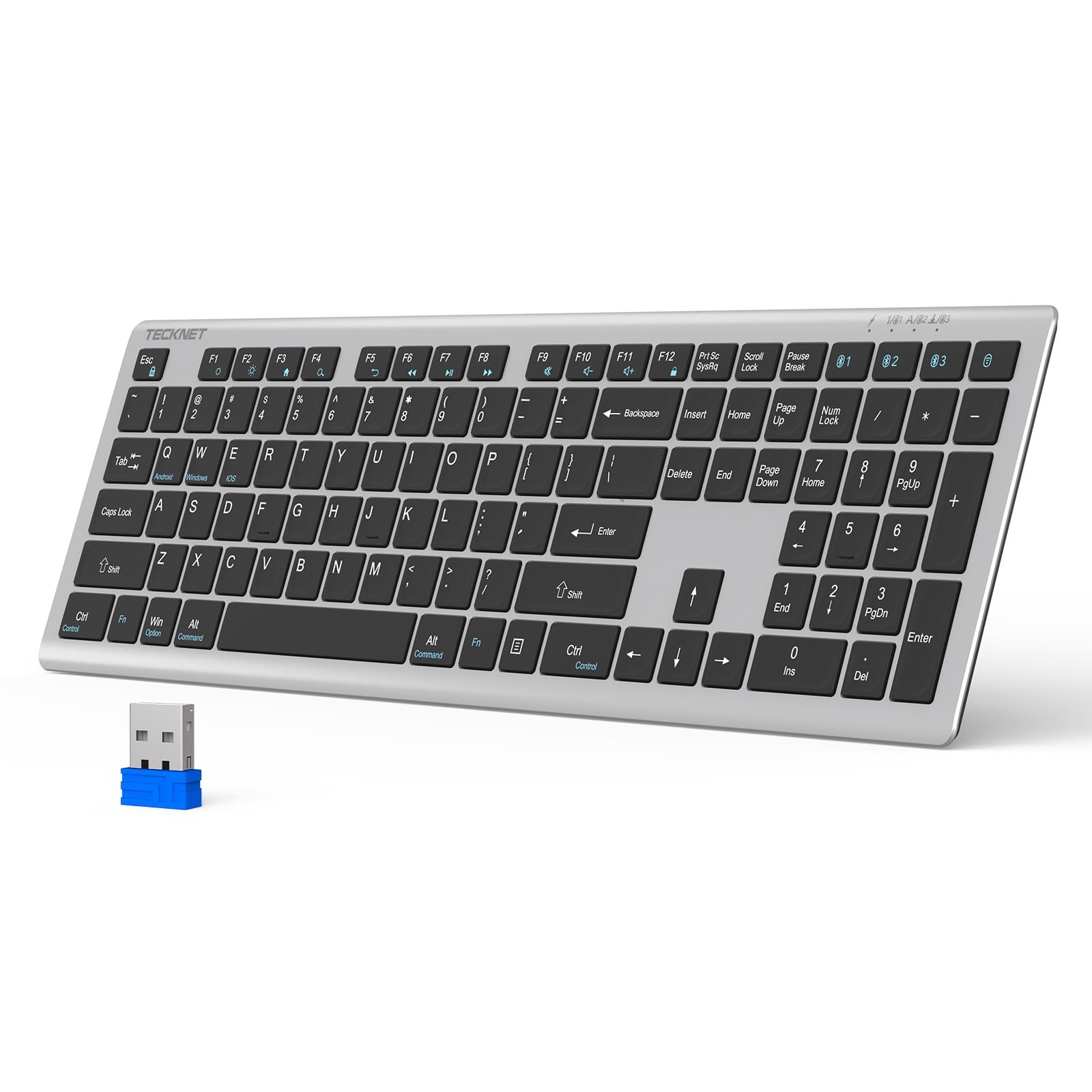 Rechargeable Bluetooth Keyboard 4Device 2.4G+BT UltraSlim PC Laptop Smart TV