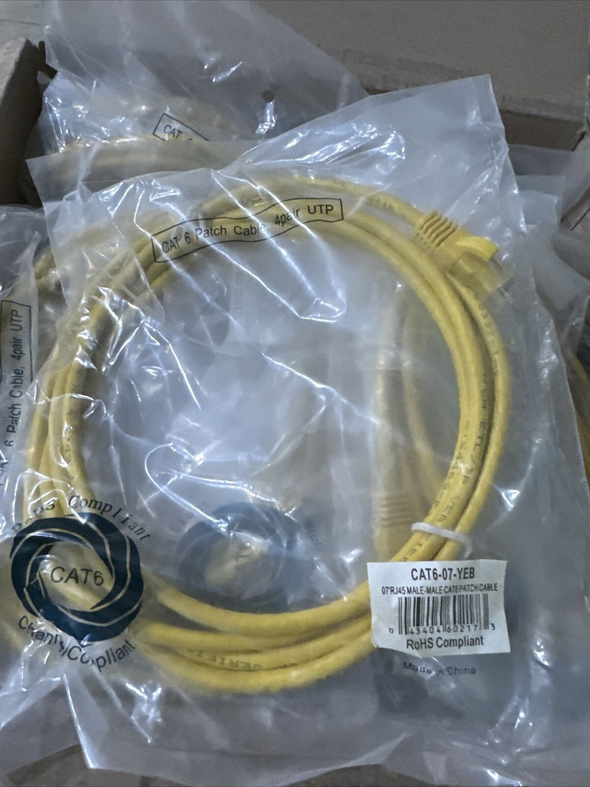 Lot Of 56  Cat6  7FT Yellow Cat 6 Ethernet Patch Cord LAN Internet RJ45 Cable