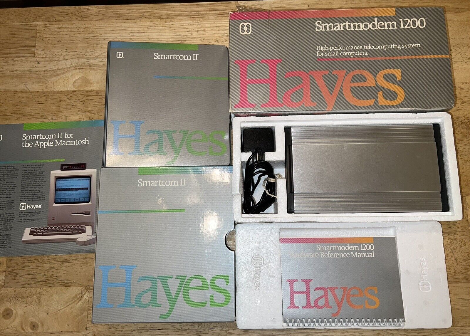 1984 HAYES Modem 1200 + Smartcom II Software Set CIB Macintosh 128K 512K RARE
