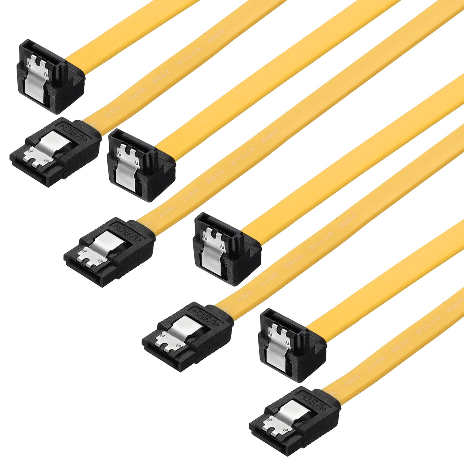 100cm SATA 3.0 Cable, 4 Pack Elbow Angled High Speed Data Cable, Silver