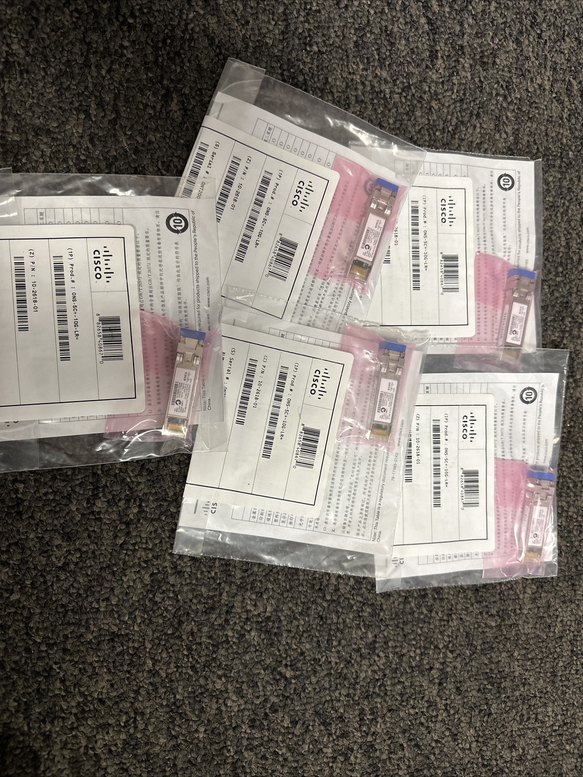 lot of 5 NEW SEALED Genuine Cisco ONS-SC+-10G-LR SM LR Transceiver   10-2618-01