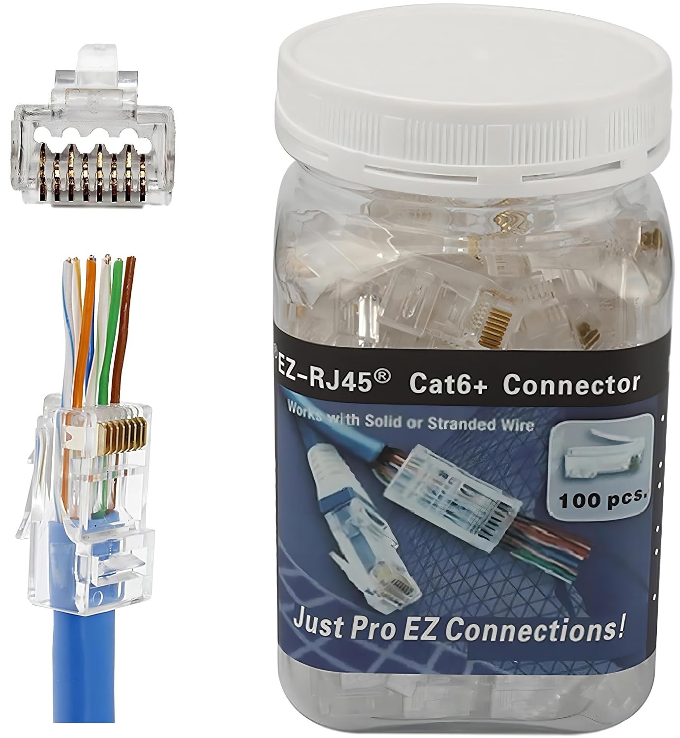 CAT6A RJ45 Pass Through Connectors 23AWG UTP Ethernet Network Cables Connectors