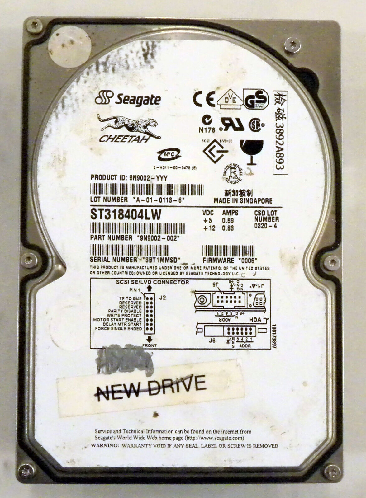 SEAGATE 18.4Gb CHEETAH 10K-RPM Ultra 68-Pin SCSI Hard Drive ST318404LW FREESHIP