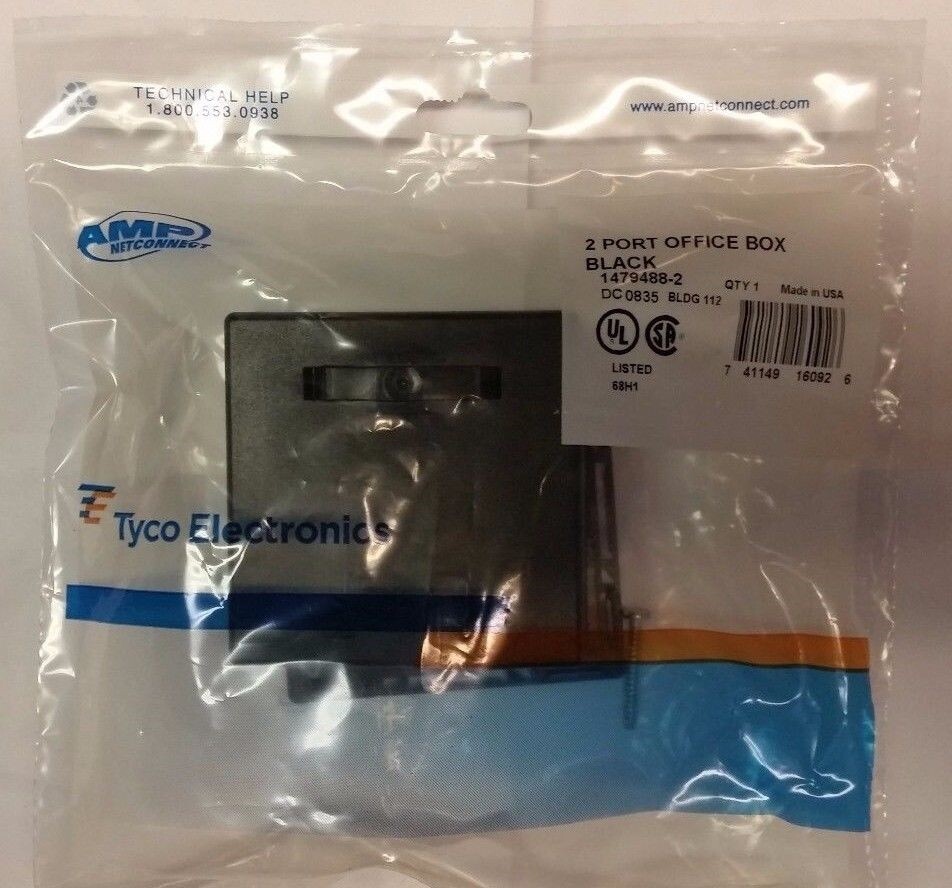 New Tyco Electronics TWO PORT OFFICE BOX Black MULTIMEDIA SURFACE OUTLET