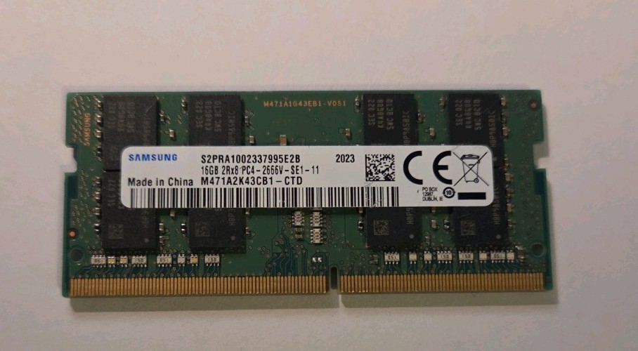 SAMSUNG 16GB DDR4 SODIMM PC4-2666v  laptop memory M471A2K43DB1-CTD tested.