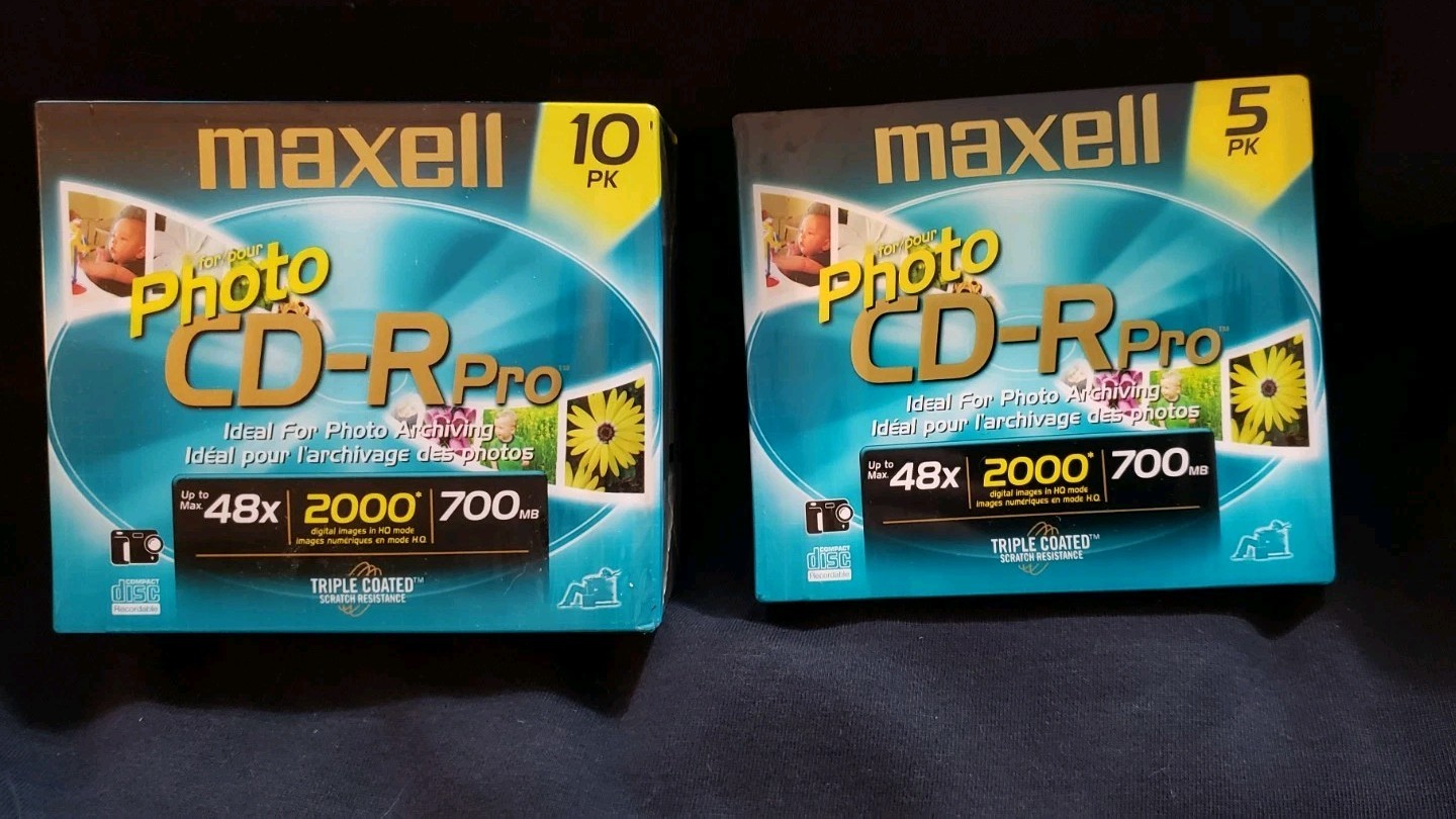 2 Maxell Photo CD-R Pro 700mb Professional Quality  Japan 5 Pk & 10 - NEW SEALED