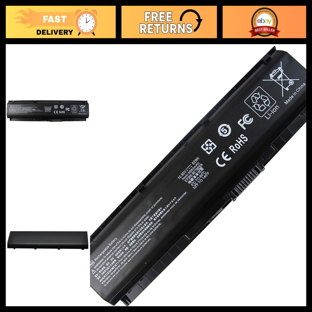 Replacement Laptop Battery for HP Omen 17 Series - 10.95V 62Wh, High Capacity