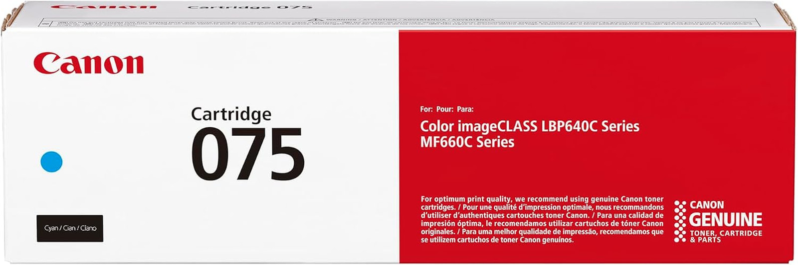 Canon Genuine 075 Cyan Toner Cartridge Compatible with MF660 Series and LBP640 S