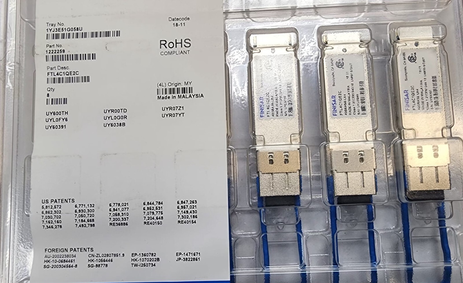 FTL4C1QE2C FINISAR  41.2GB/S 40BASE-LR4 SINGLE-MODE FIBER 10KM 1310NM