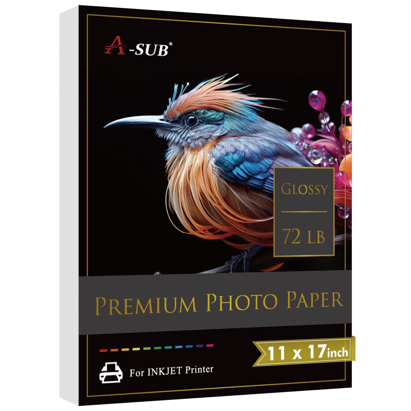 50 PCS Premium Photo Paper High Glossy 11x17 Inch 72lb Inkjet Single Sided
