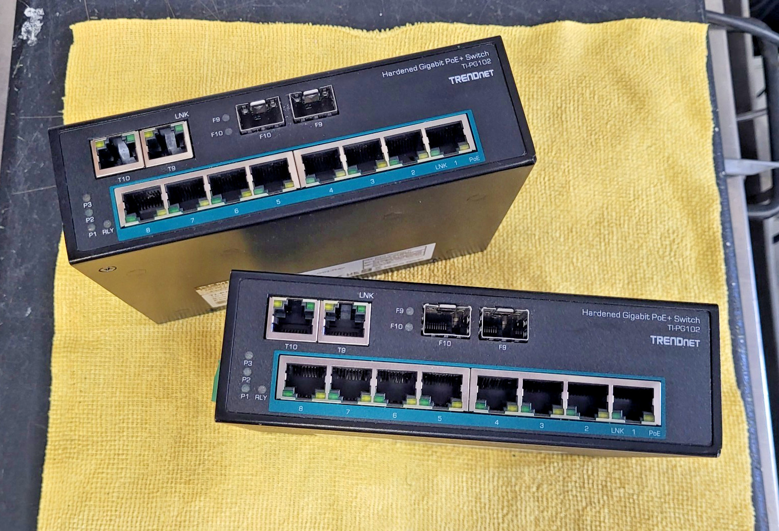 *Lot of 2* TRENDnet TI-PG102 switches, 10-Port industrial Gigabit PoE+