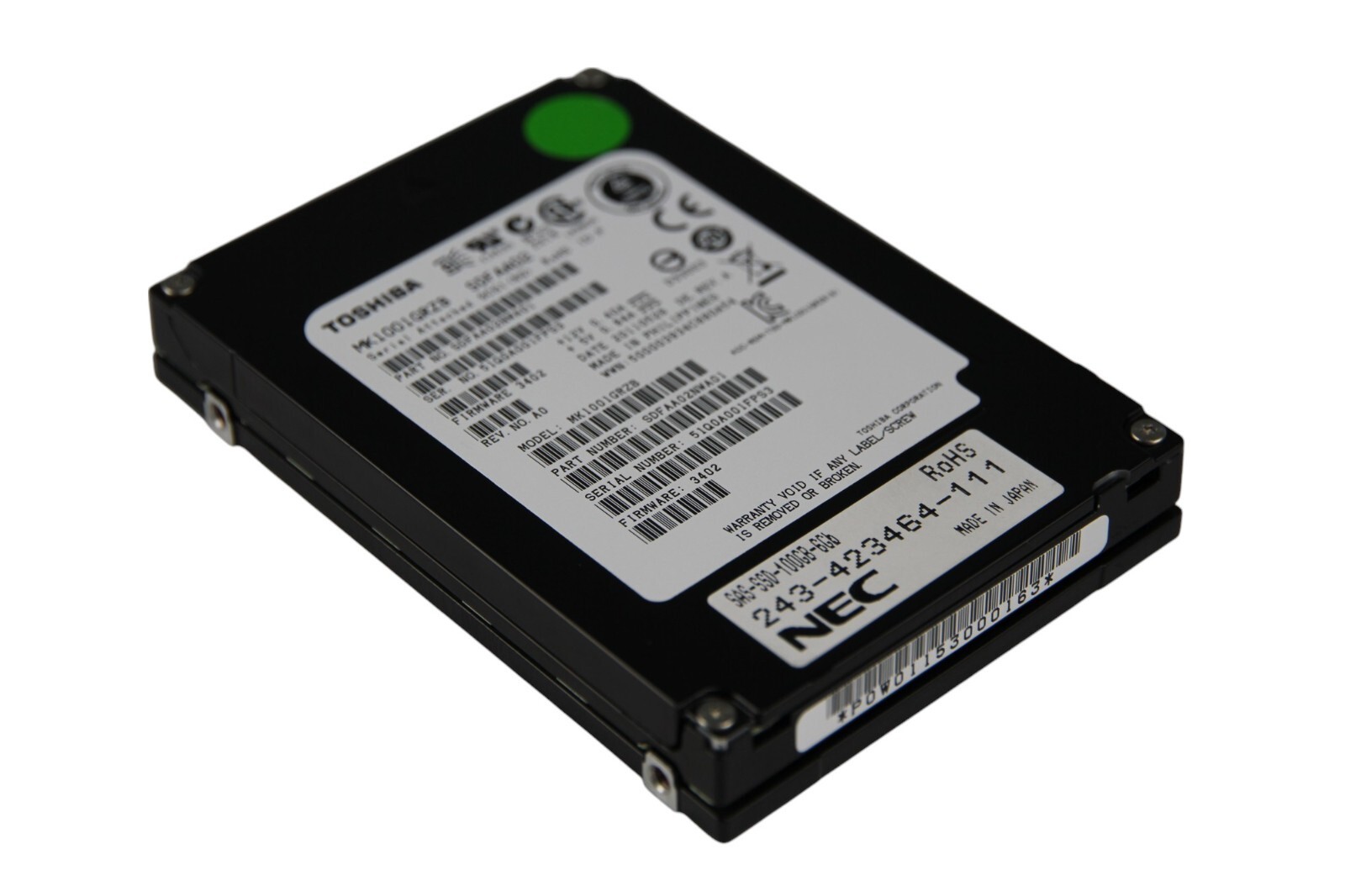 Toshiba Enterprise 100GB SAS 6Gb/s SLC 2.5" SSD MK1001GRZB