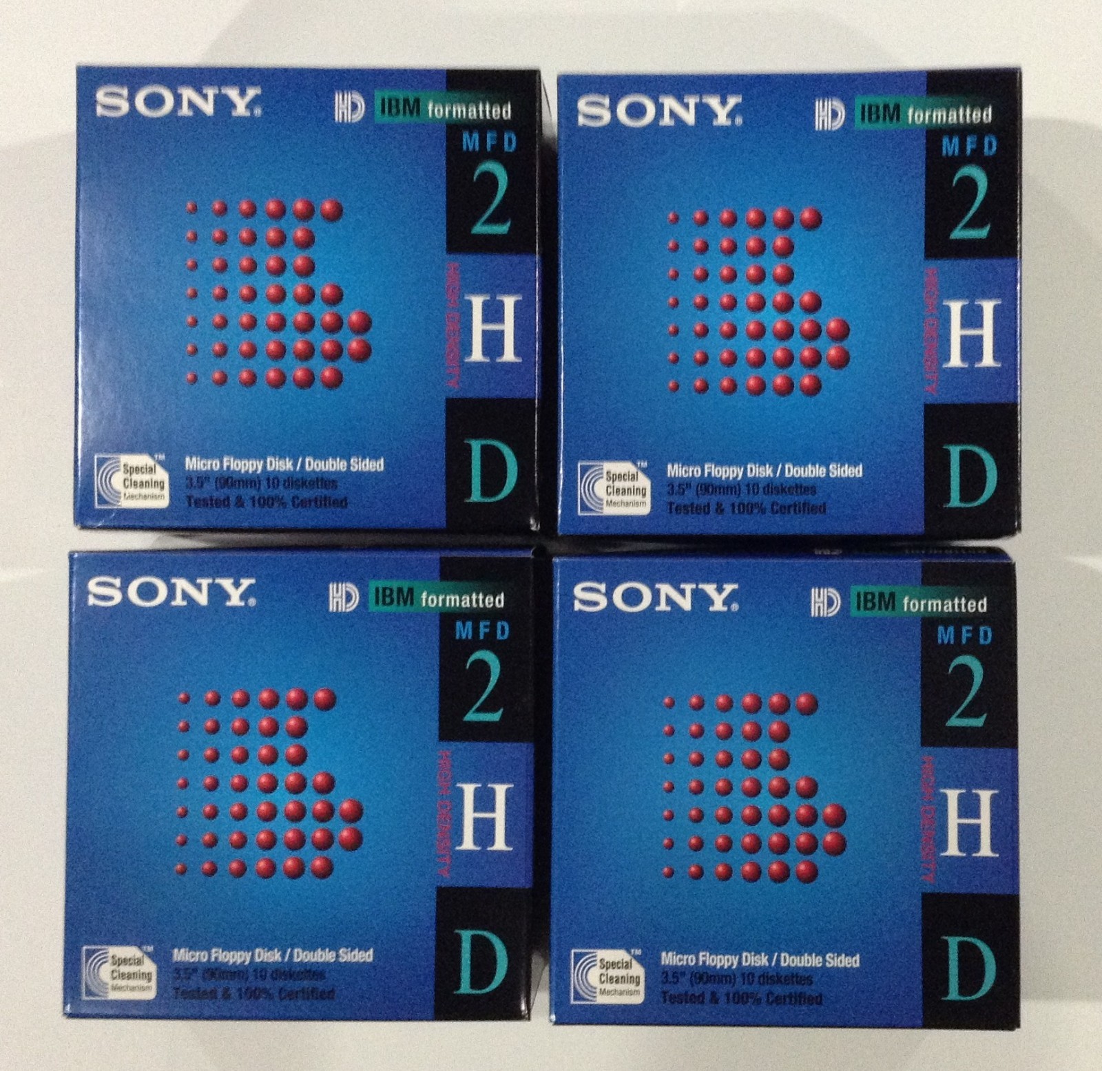 SONY 3.5" Micro Floppy Disk 10-Pack, 10MFD-2HD CF, 144 MB, IBM Formatted (x4)