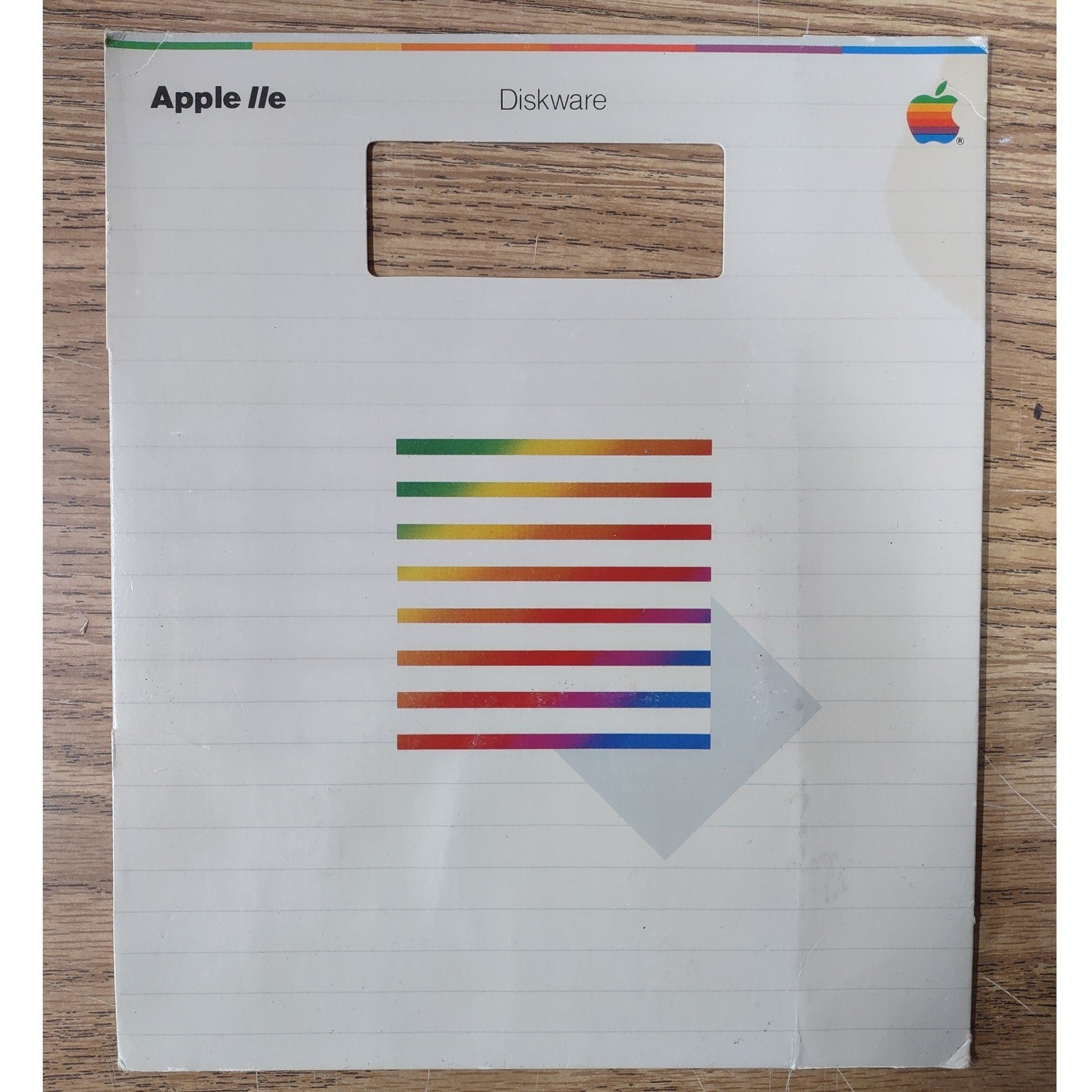 Vintage 1982 Apple IIe Diskware Empty Sleeve Rainbow Logo 5.25 Floppy