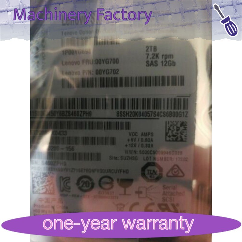 Used IBM Lenovo 00YG698 00YG700 2TB 7.2K SAS 2.5 12Gbps Hard Drive HDD