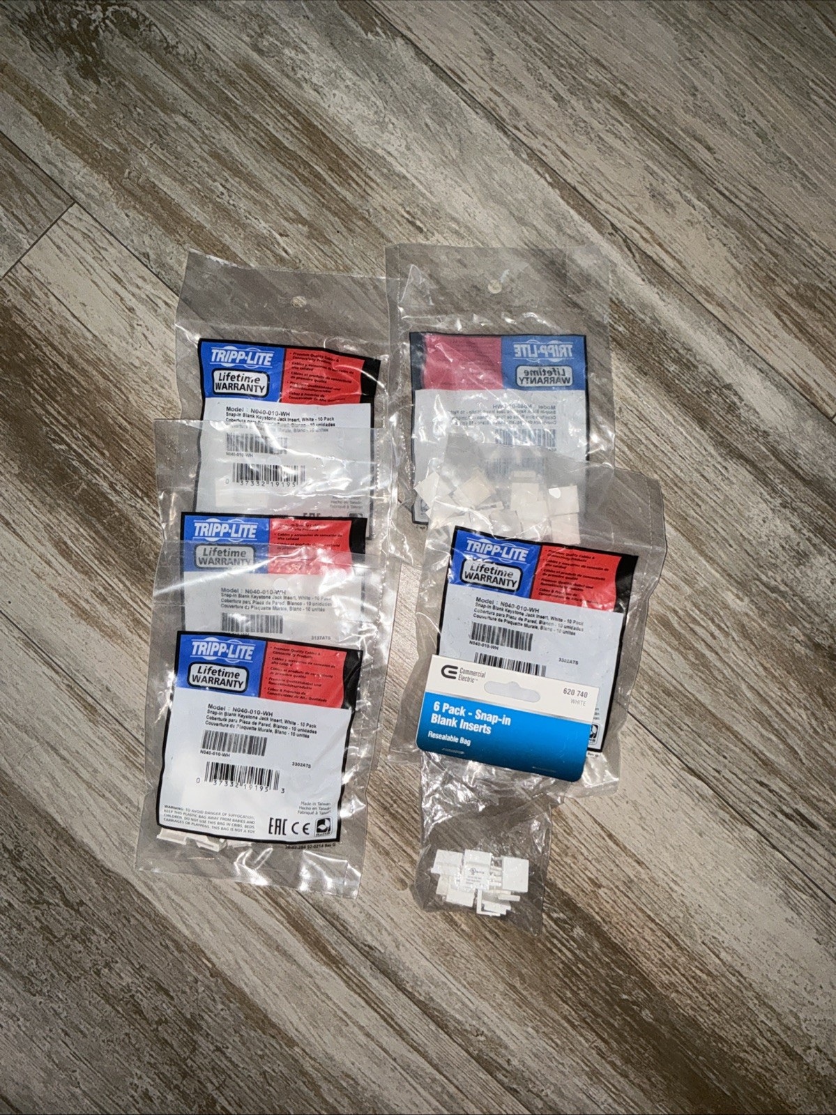 Lot Of 5 (50pcs) Tripp-Lite N040-010-Wh 10Pk Keystone Jack Insert Snap-In