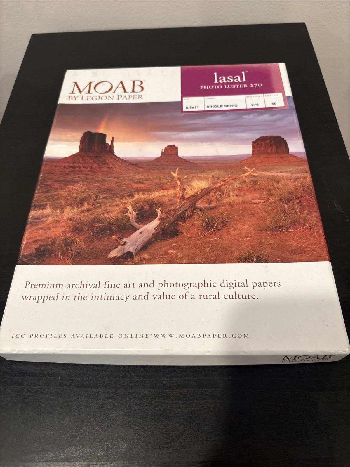 Moab Lasal Photo Matte 270gsm Inkjet Paper, 8.5x11", 50 Sheets, Single Sided