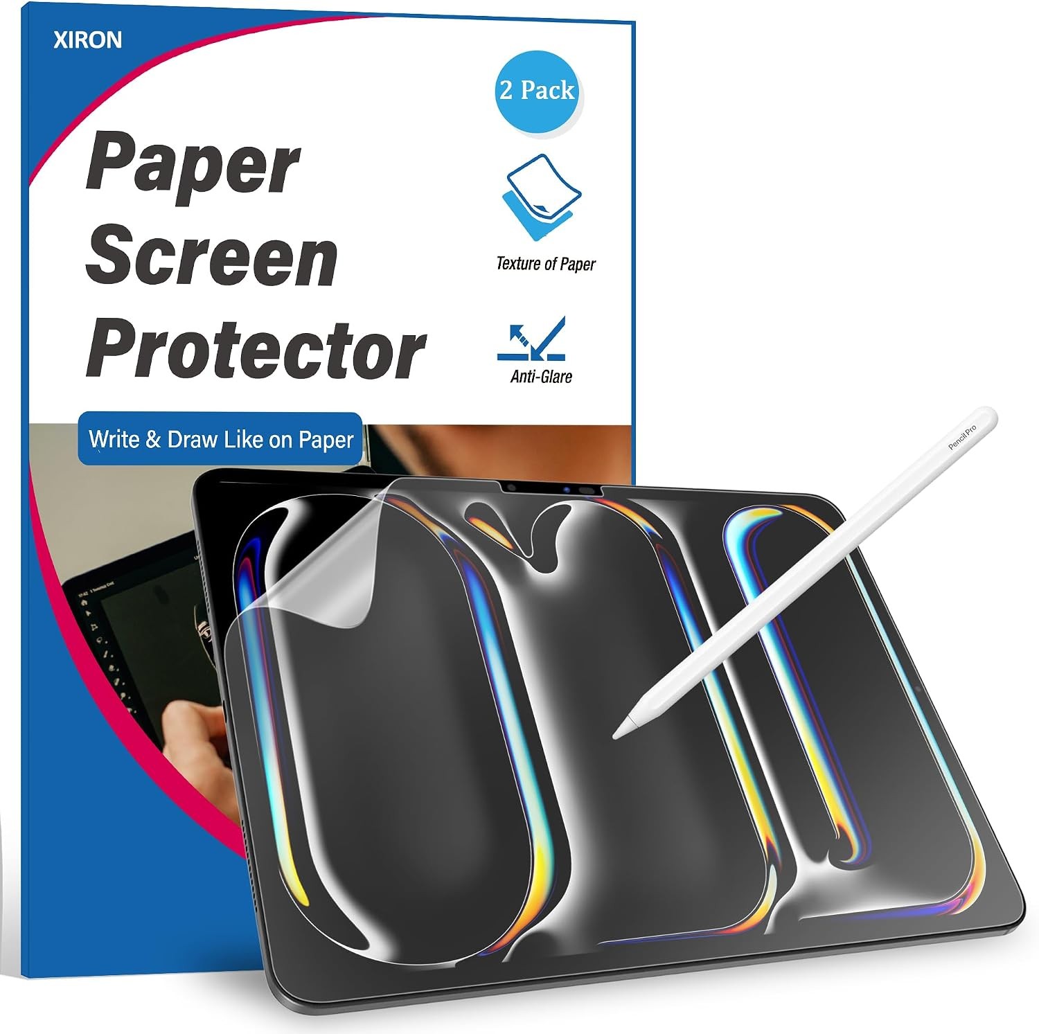 2 PACK Paper Screen Protector for iPad Pro 11", Matte PET Film, Anti-Glare