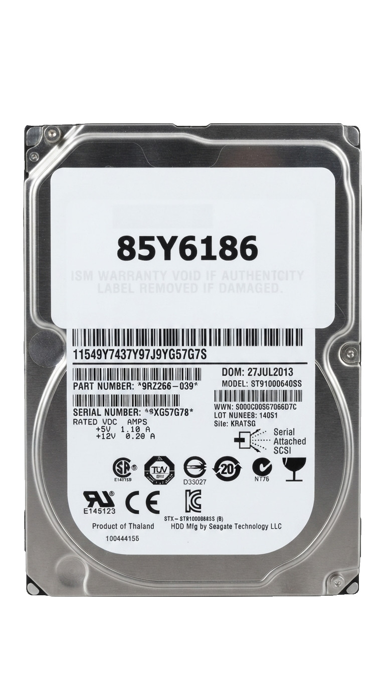 IBM 85Y6186-X 1TB. 2.5",7.2K 29-Pin 6Gb/s SAS SFF NL Internal Hard Disk Seagate