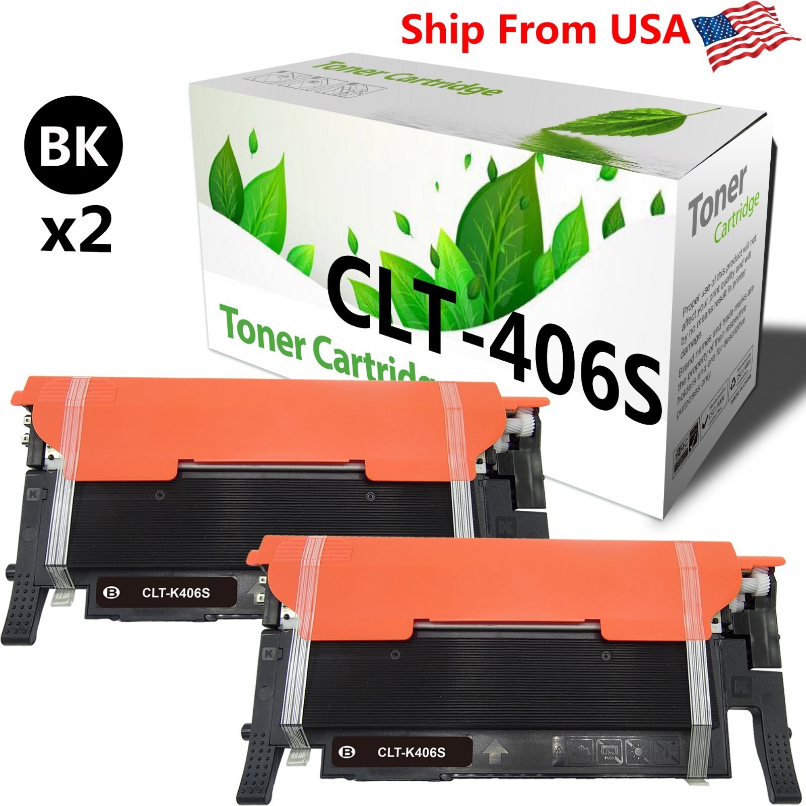 2PK CLTK406S Toner Cartridge K406S for Xpress C460FW C460W Printer (Black)