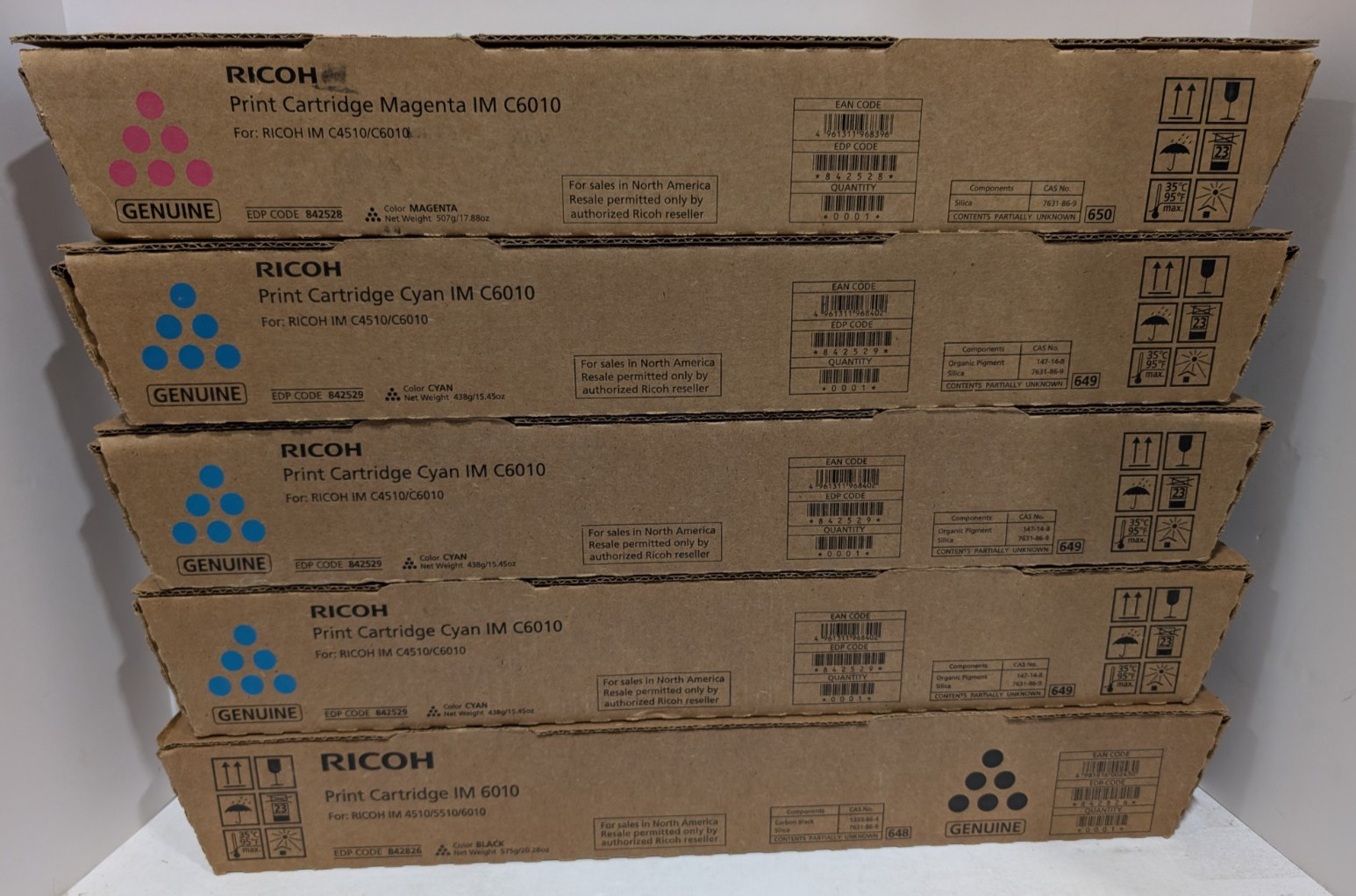 Ricoh Genuine Toner Bundle IM C6010 - CMK 842528 842826 842529 (3)
