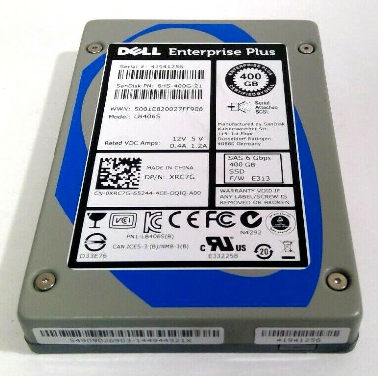 Dell XRC7G 400GB 2.5IN 6Gb/s SAS SLC SSD SanDisk Lightning LB406S Health 97-98%