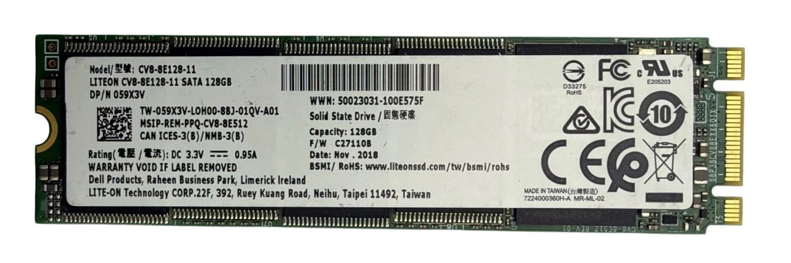 Lite-On 128GB M.2 2280 SATA SSD CV8-8E128-11 ,059X3V