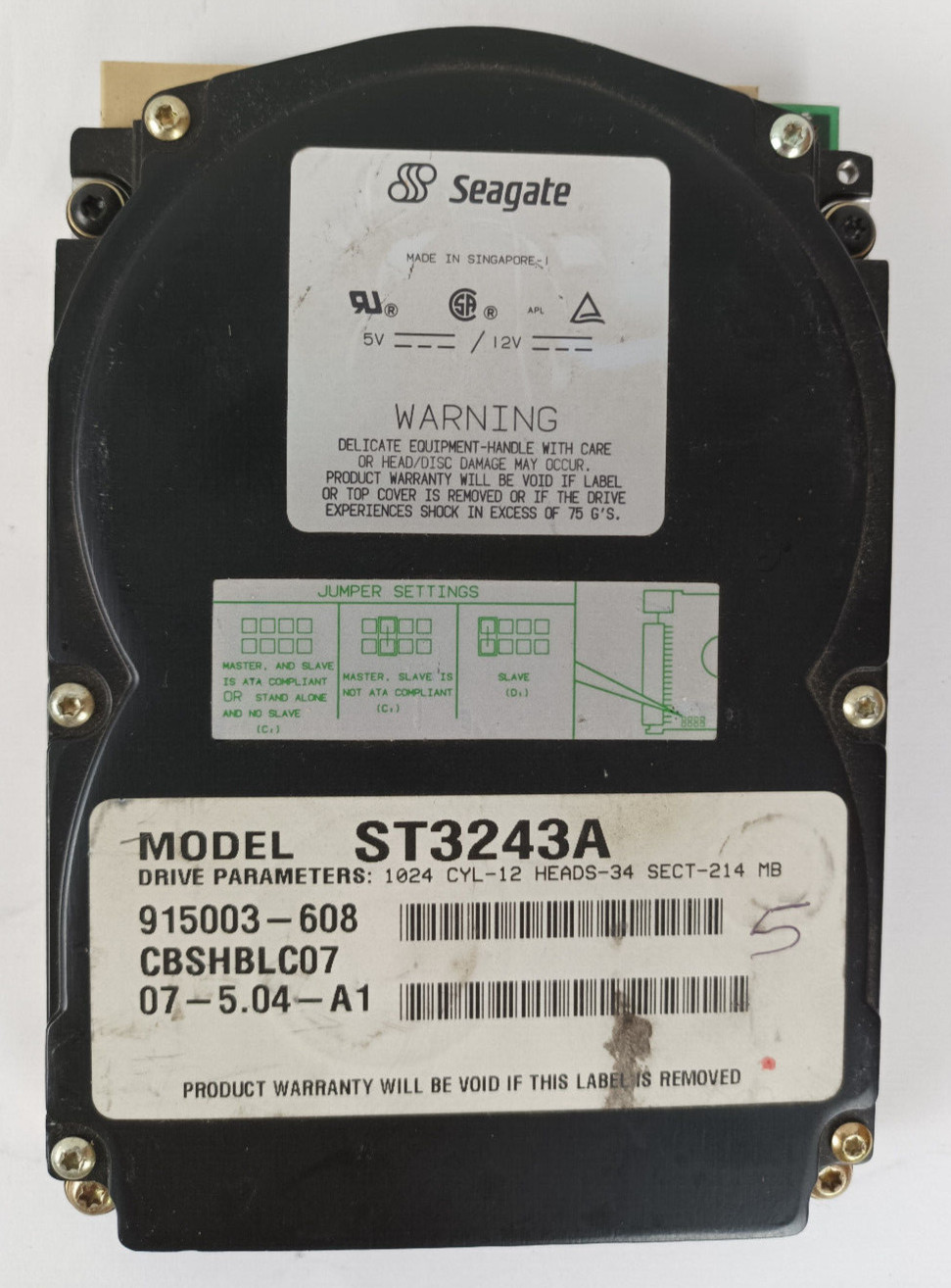 SEAGATE ST3243A 214MB 915003-608 DD827436 3.5 HDD IDE