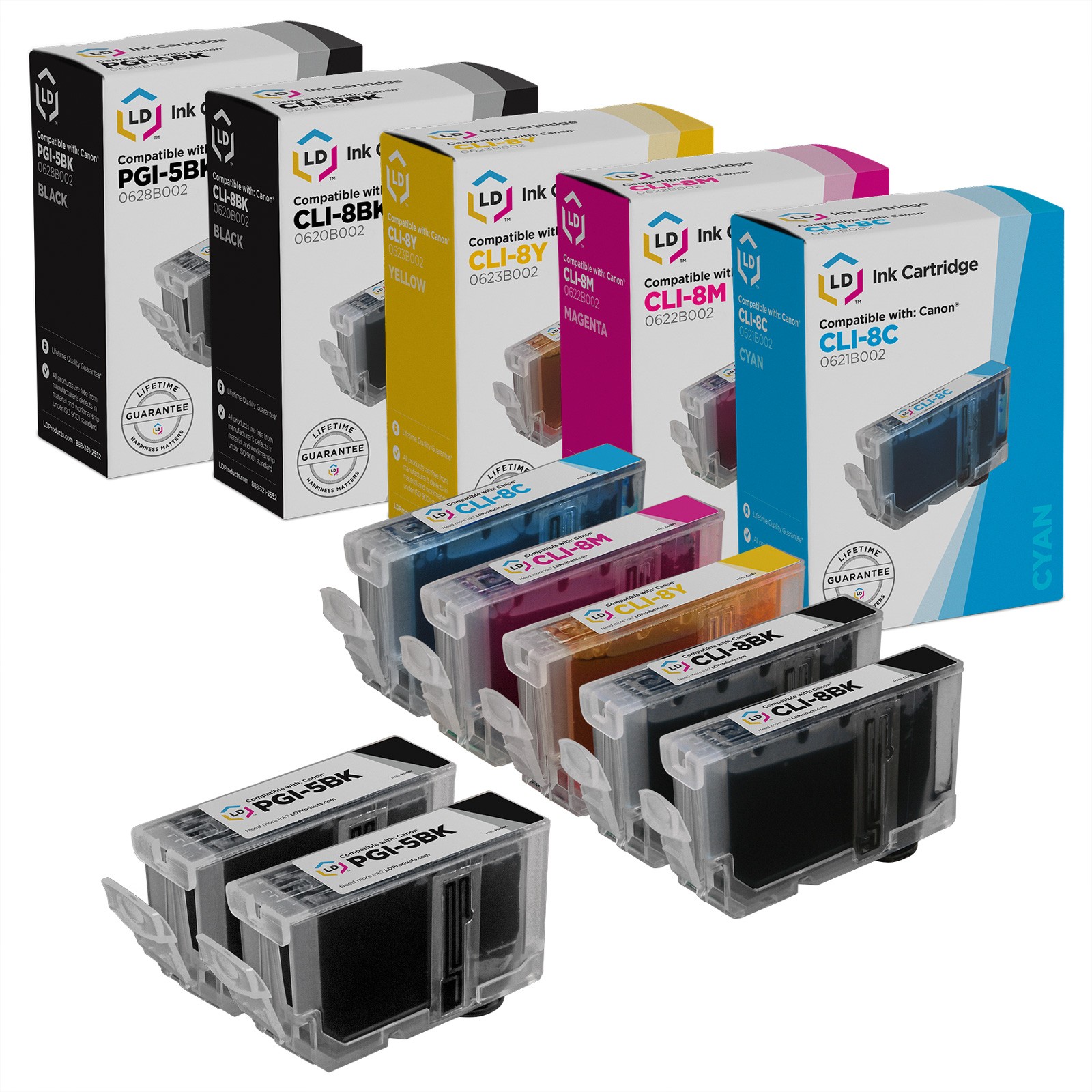 LD  Canon Comp CLI8 PGI5 7pk 0628B002 0620B002 0621B002 0622B002 0623B002