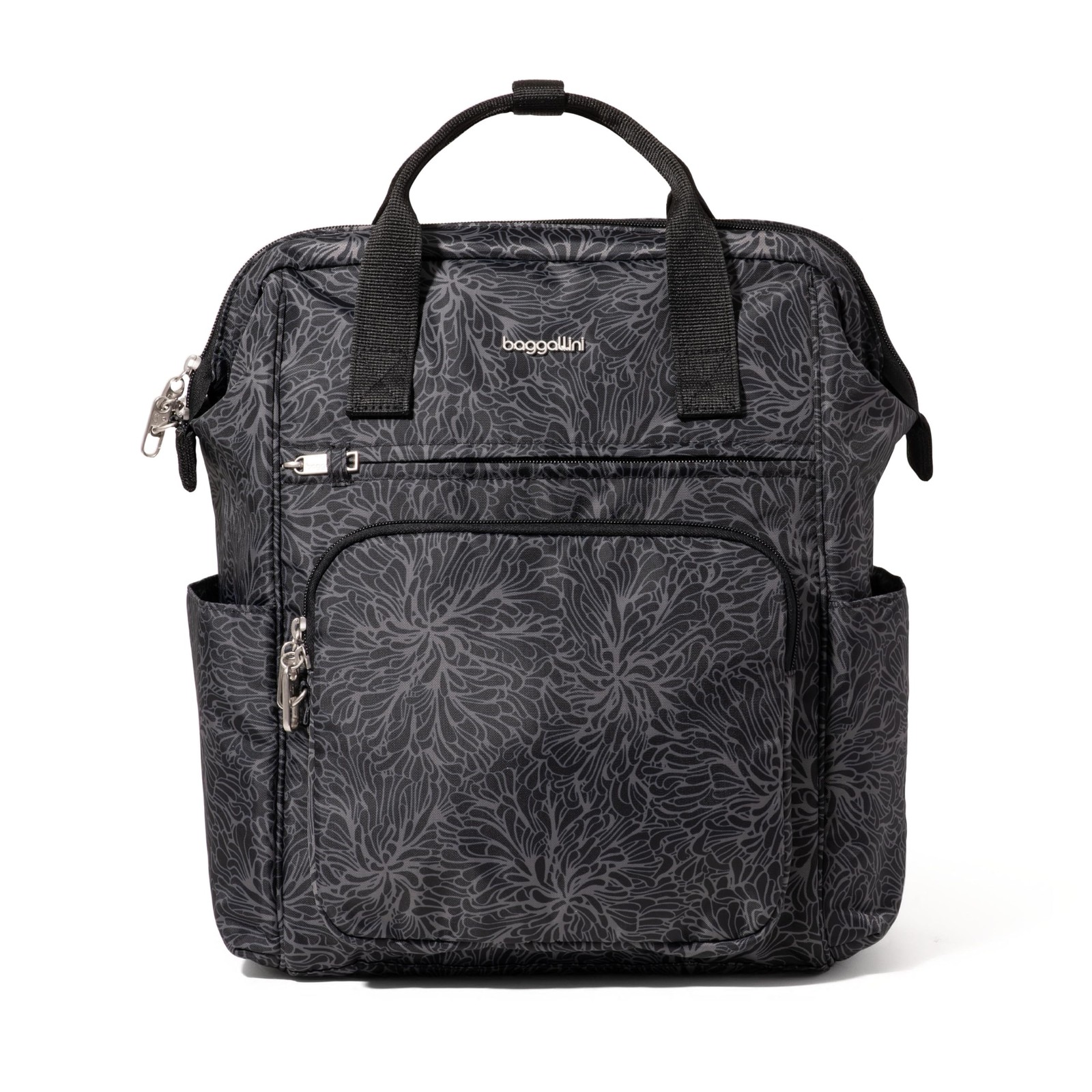Baggallini Securtex Anti-Theft Windsor Medium, Midnight Blossom Print