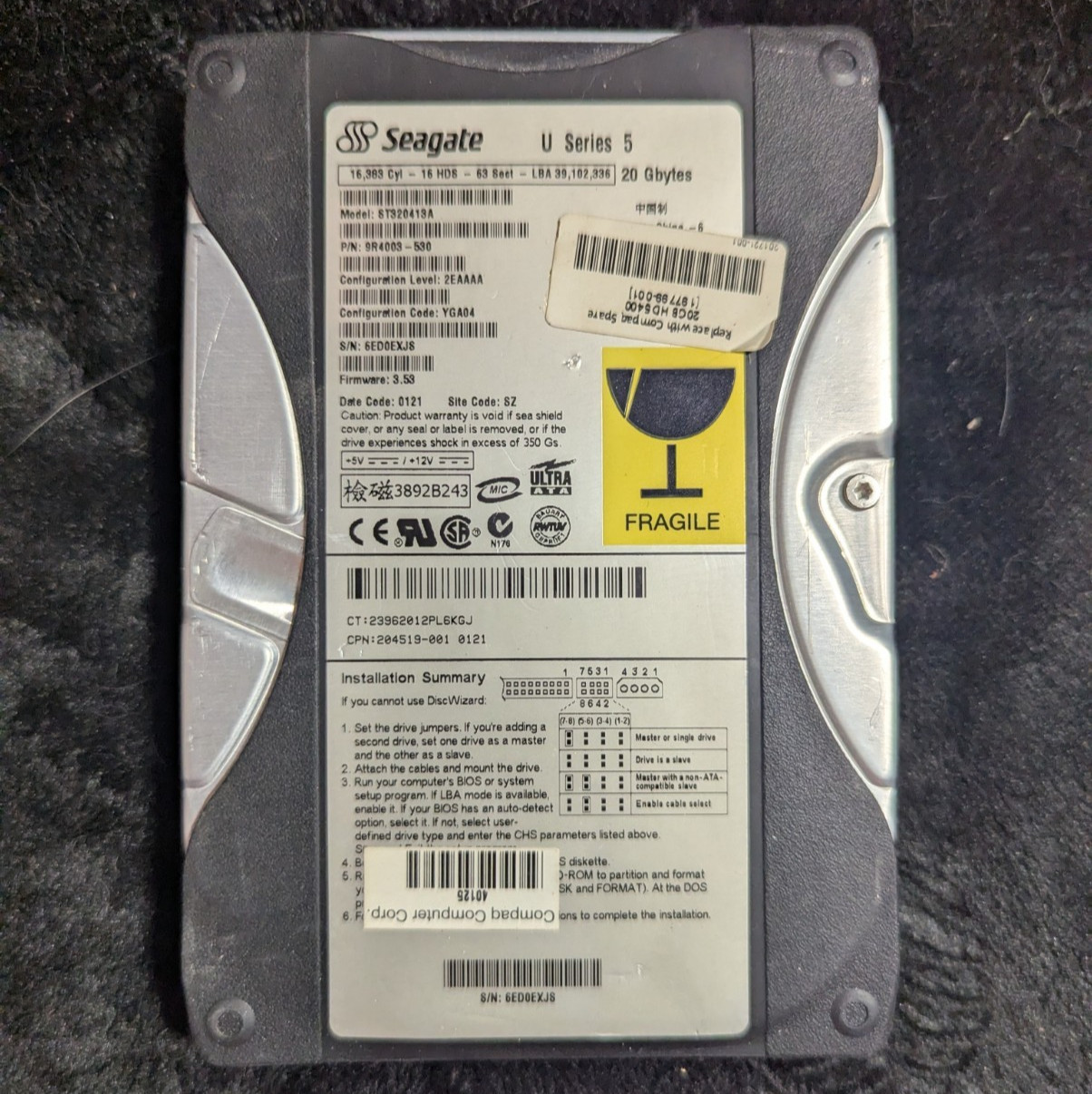 Seagate U5 20 GB,Internal,5400 RPM, 3.5" (ST320413A) HDD