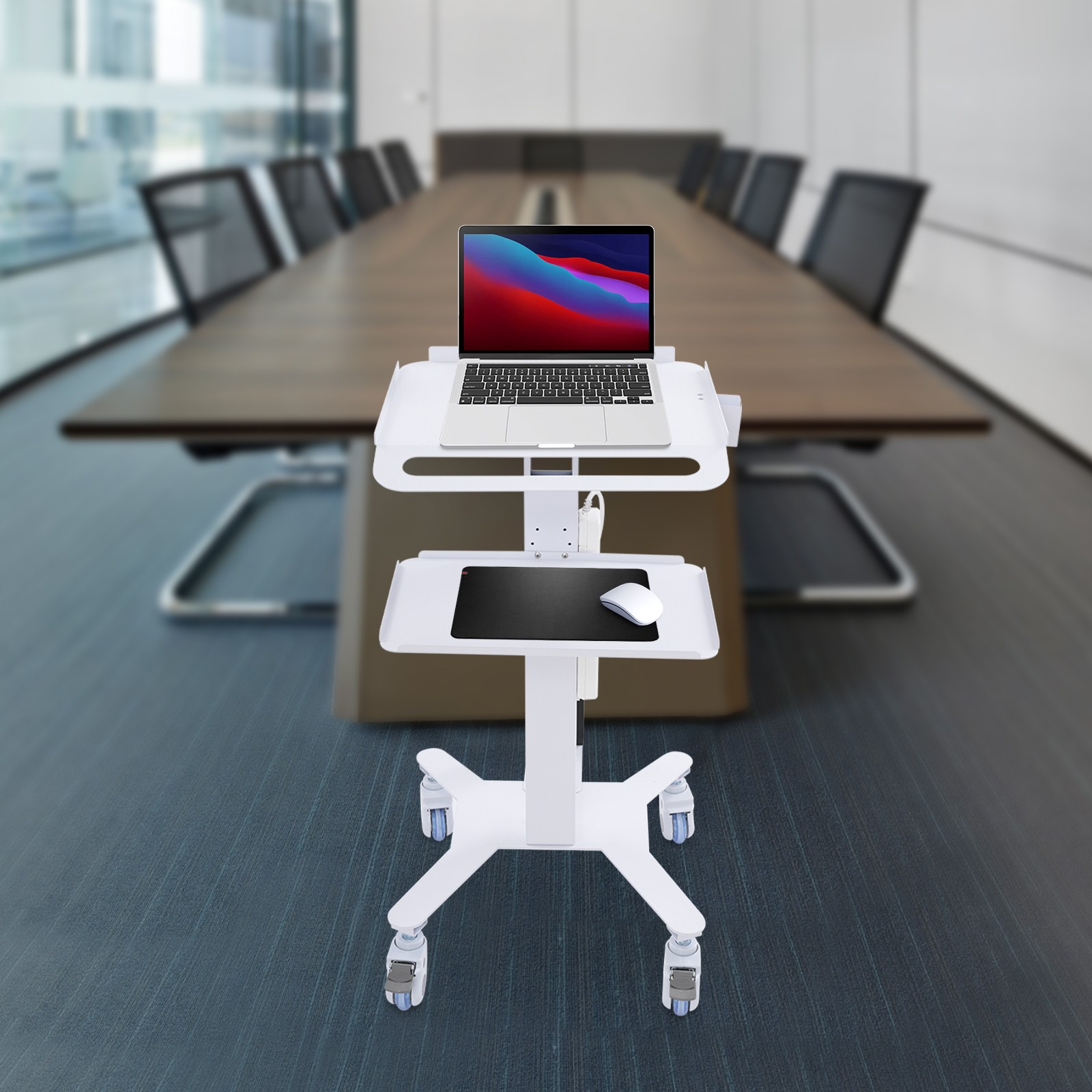 Mobile Computer Cart Medical Rolling PC Stand Desk Workstation Wheel Adjustable