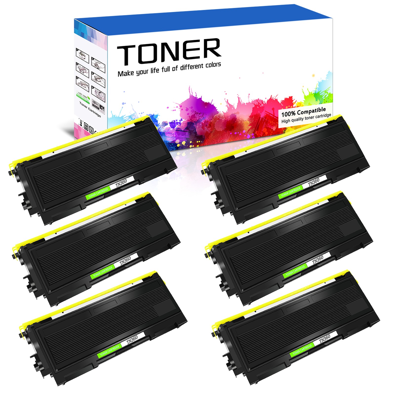 6PK Black TN360 Toner For Brother MFC-7320 MFC-7340 MFC-7345DN HL-2170W HL-2140