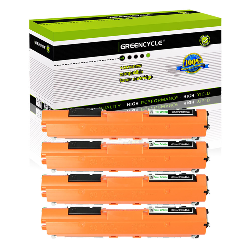 4PK CE310A 126A Black Toner Cartridge For HP Color LaserJet 100 MFP M175nw M175A