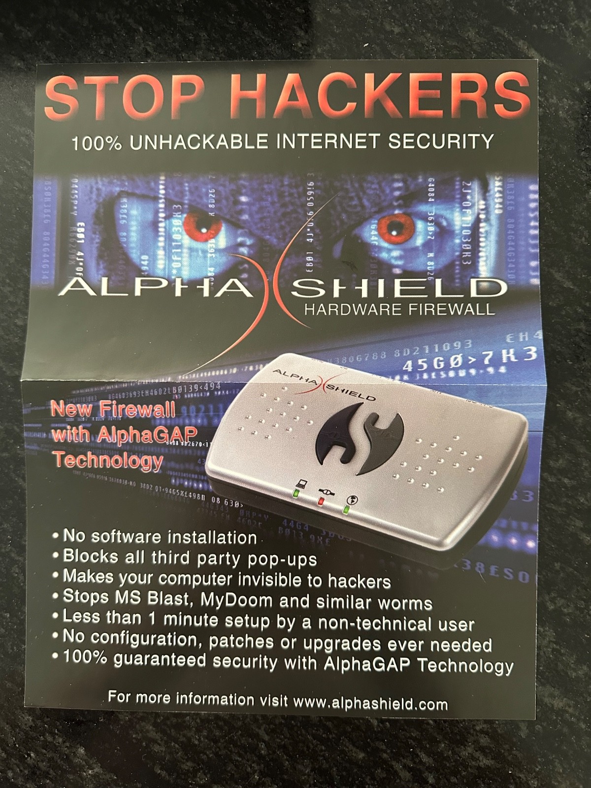 AlphaShield Personal Network Auto Disconnect Firewall Security NEW/Opened Box