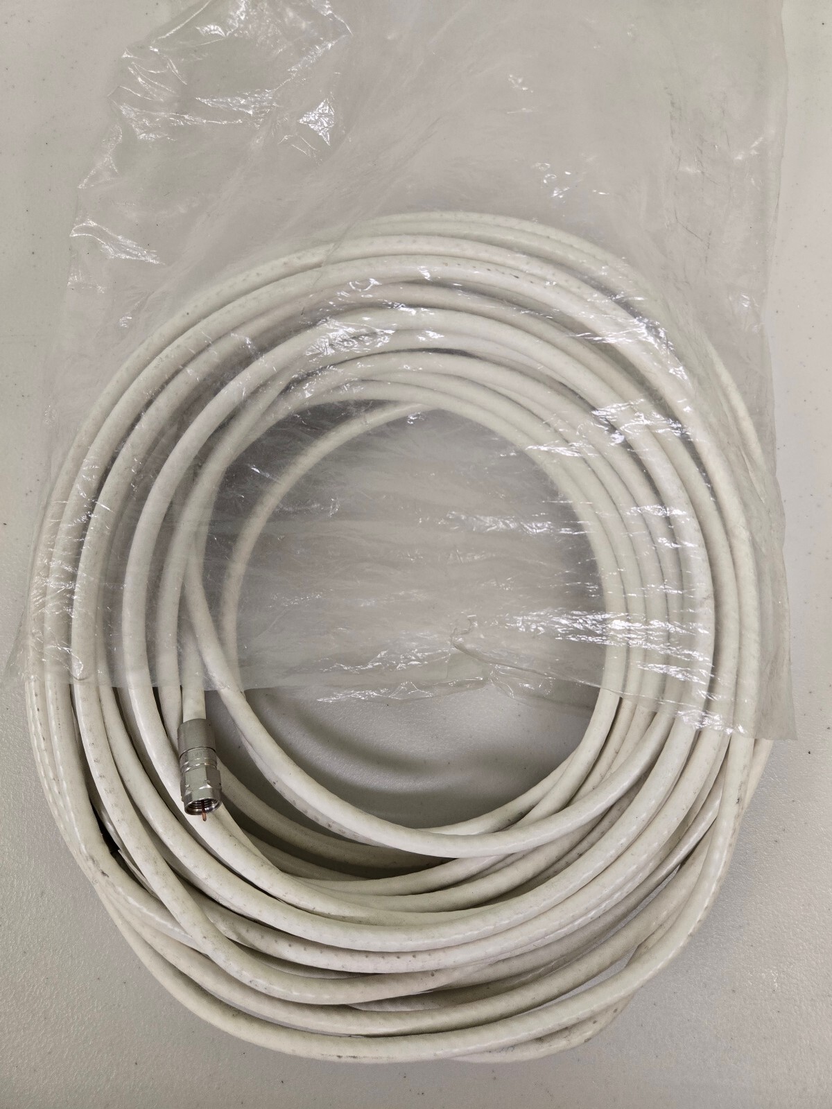Long White RG6 Coaxial Cable with F Connectors – TV Internet Satellite