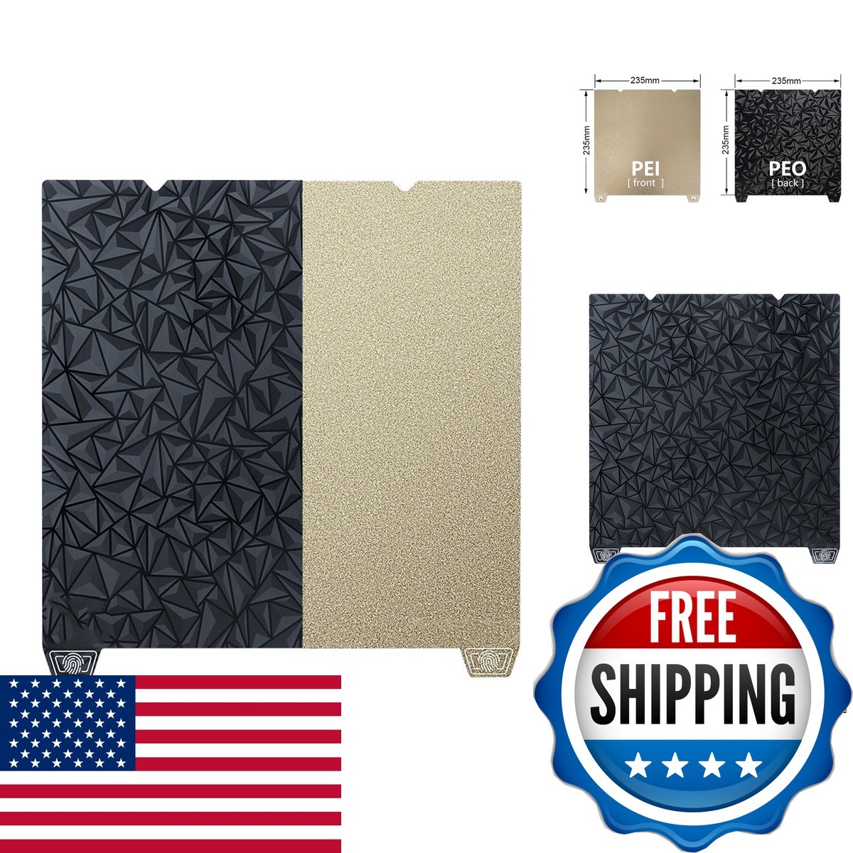 Yimaitong Double-Sided 235x235mm 3D Printer Build Plate Textured PEI, Fits