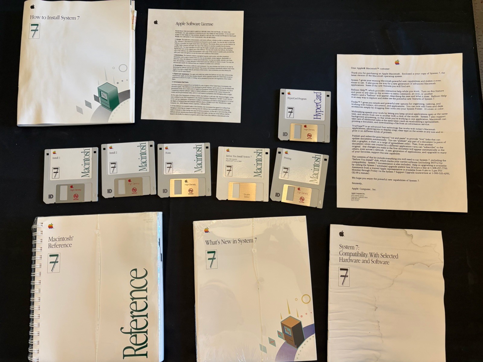 Vintage Apple Macintosh System 7 OS Software 8 Floppy Disks Manuals Original