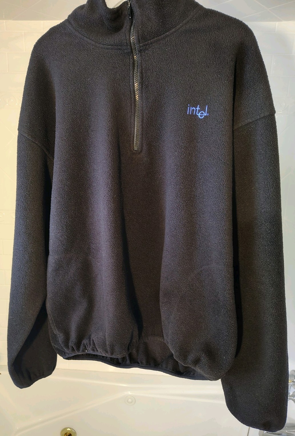 Vintage Intel Fleece Pullover XL Black 1990s RARE