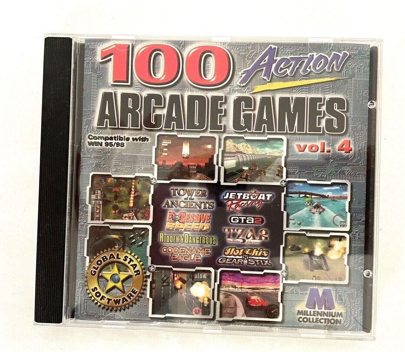 Vintage 100 Action Arcade Games ~ Compatible With Win 98 ~ Volume 4 CD Complete