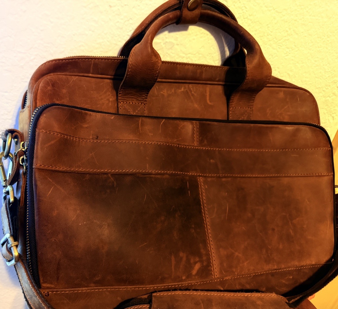 Jack&Chris Distressed Vintage Leather Briefcases Messenger Bag Satchel Strap