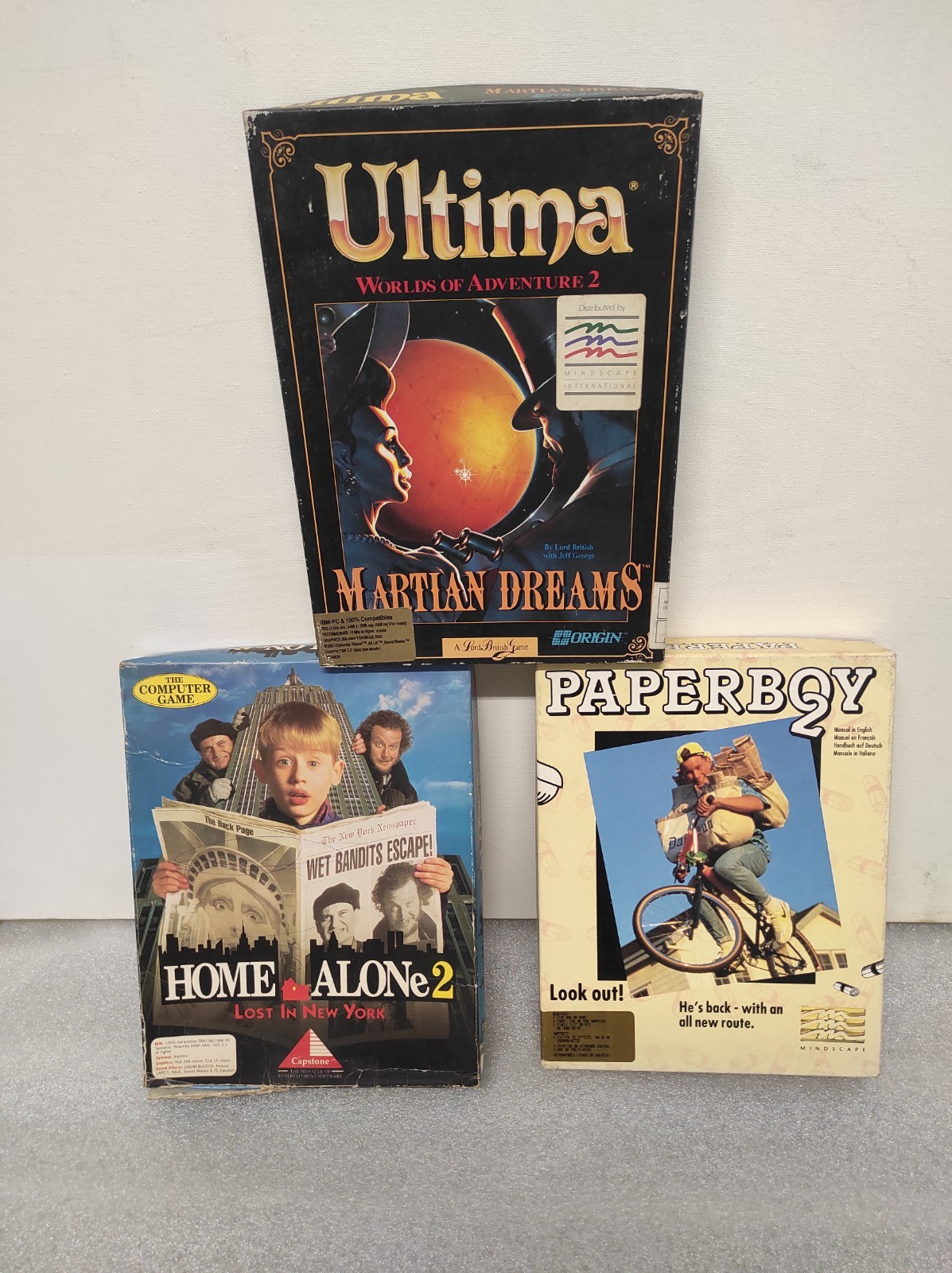 VINTAGE IBM PC BIG BOX LOT: Ultima Martian Dreams  HOME ALONE 2 & PAPERBOY 2